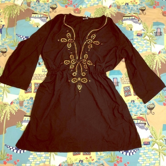 Other - Black & gold swim cover-up one-size